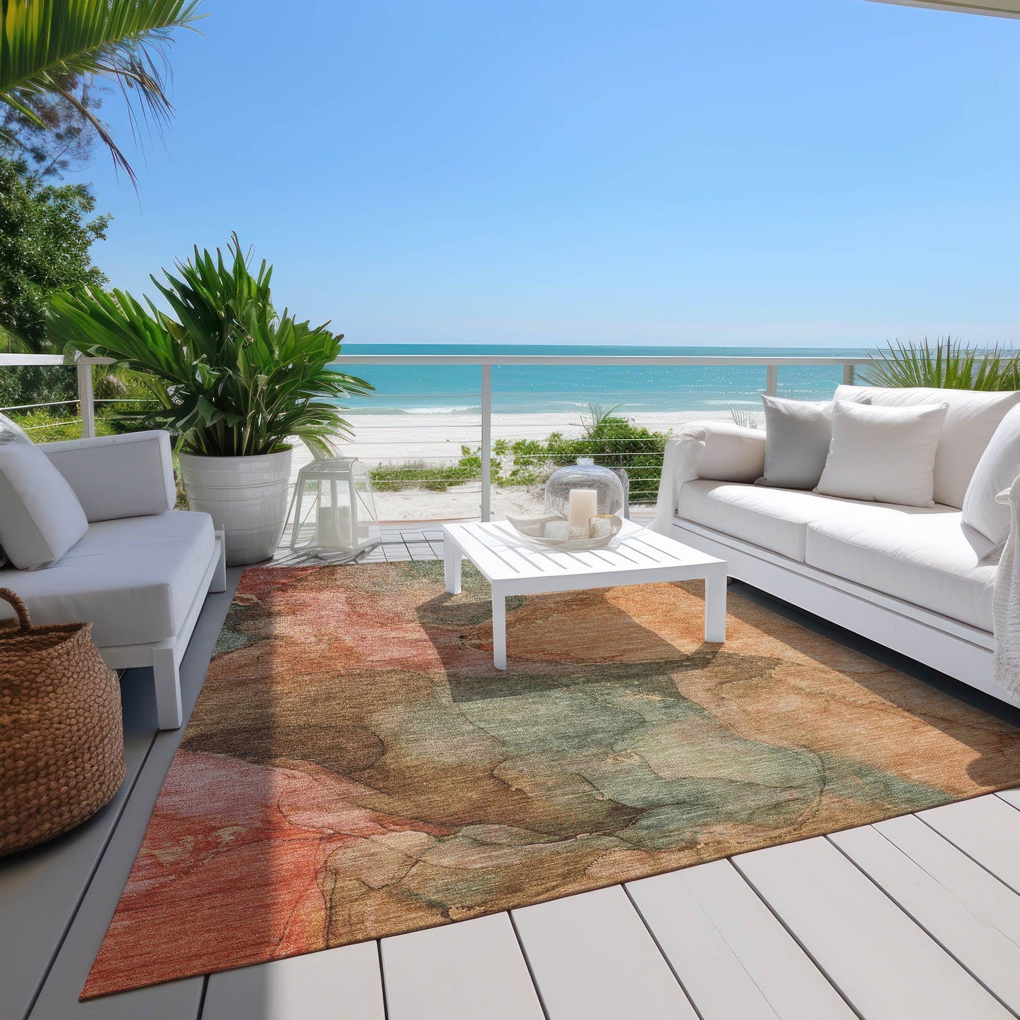 Maeira Orange Washable Indoor-Outdoor Rug