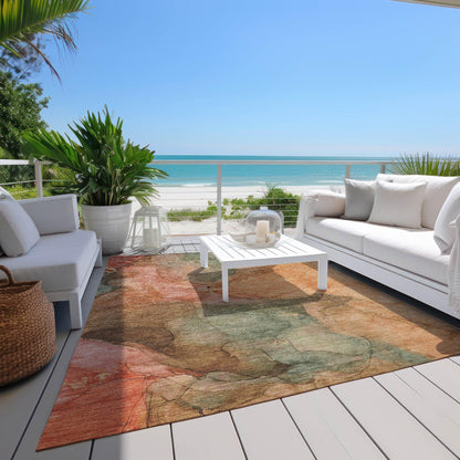Maeira Orange Washable Indoor-Outdoor Rug