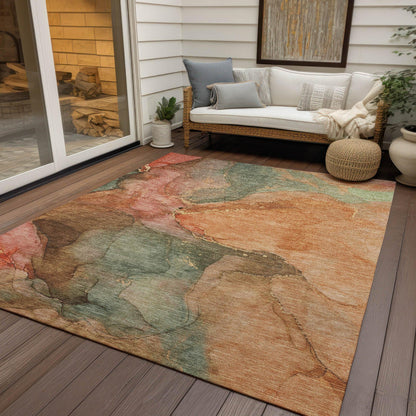 Maeira Orange Washable Indoor-Outdoor Rug