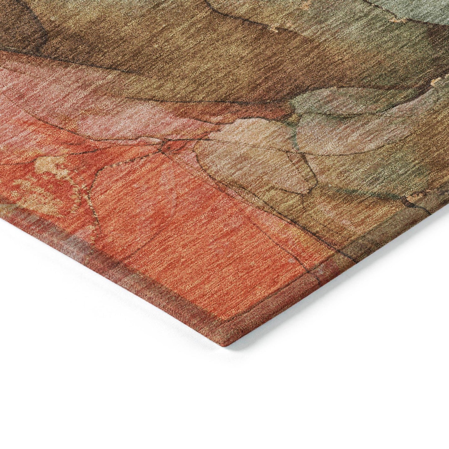 Maeira Orange Washable Indoor-Outdoor Rug