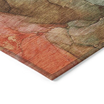 Maeira Orange Washable Indoor-Outdoor Rug
