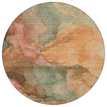 Maeira Orange Washable Indoor-Outdoor Rug