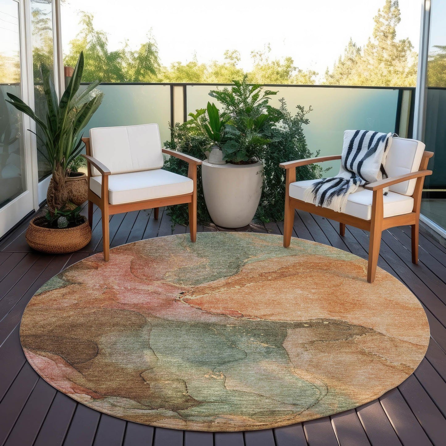 Maeira Orange Washable Indoor-Outdoor Rug