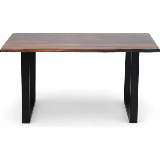 Maelira Iron Base Rectangular Dining Table-Dining Tables-LOOMLAN-LOOMLAN