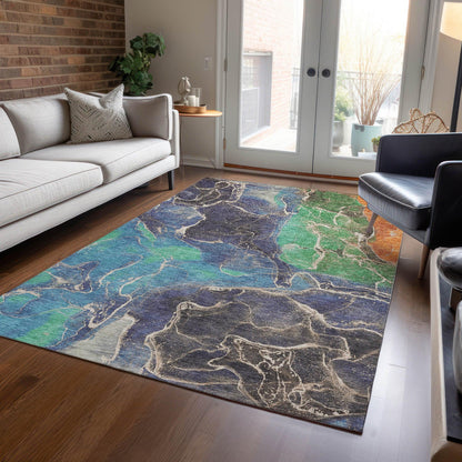 Maeon Blue Washable Indoor-Outdoor Rug