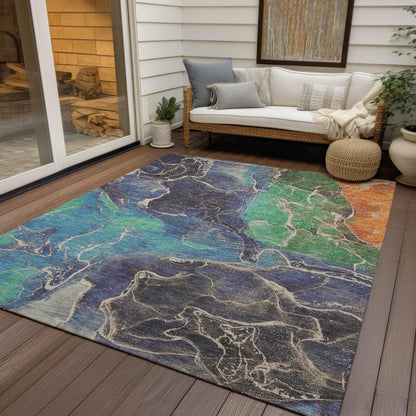 Maeon Blue Washable Indoor-Outdoor Rug