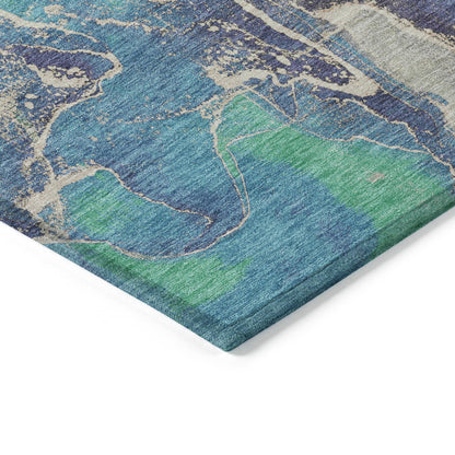 Maeon Blue Washable Indoor-Outdoor Rug