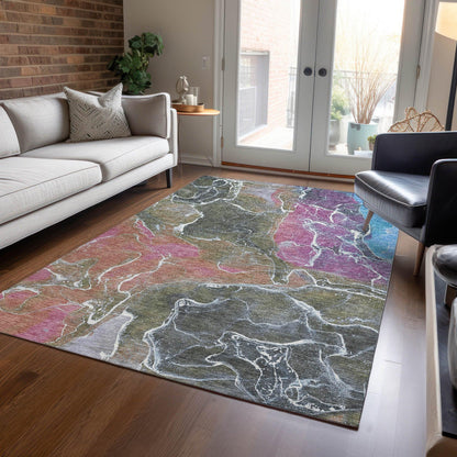 Maeon Brown Washable Indoor-Outdoor Rug