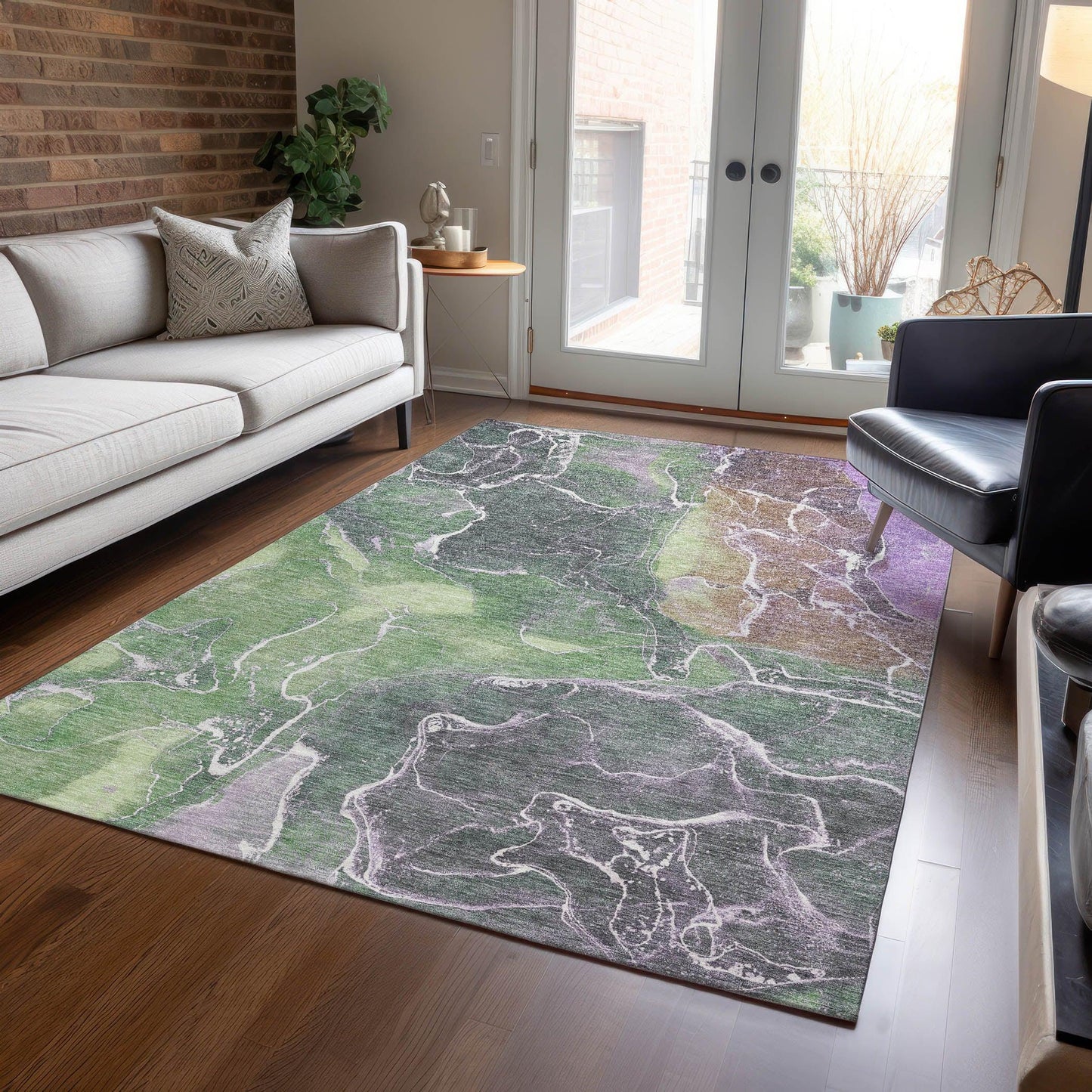 Maeon Green Washable Indoor-Outdoor Rug