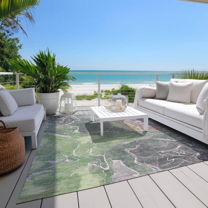 Maeon Green Washable Indoor-Outdoor Rug