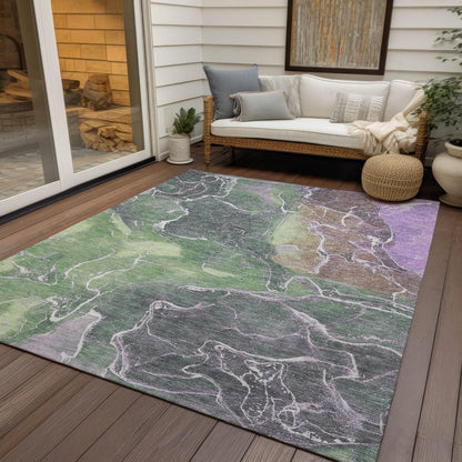 Maeon Green Washable Indoor-Outdoor Rug