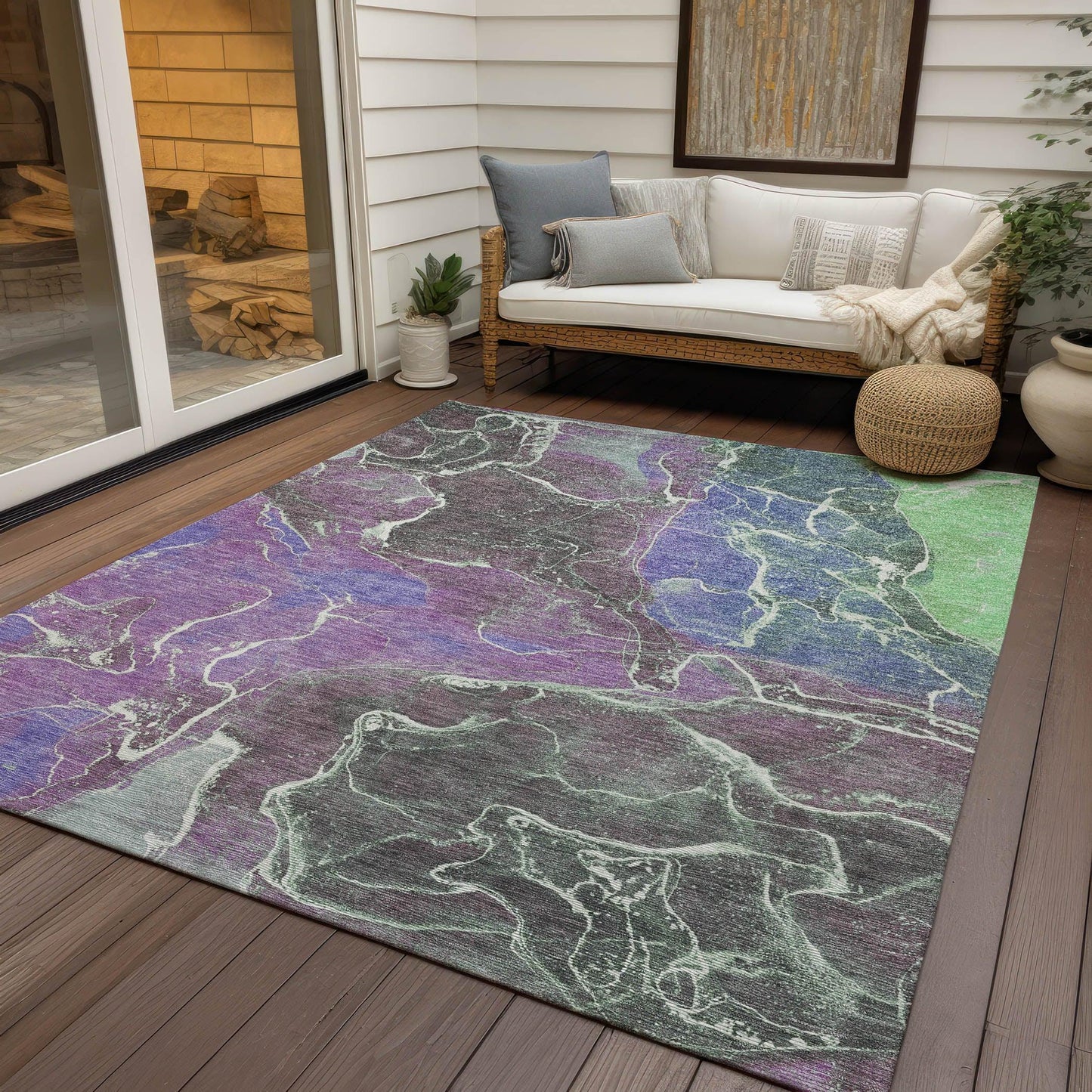 Maeon Purple Washable Indoor-Outdoor Rug