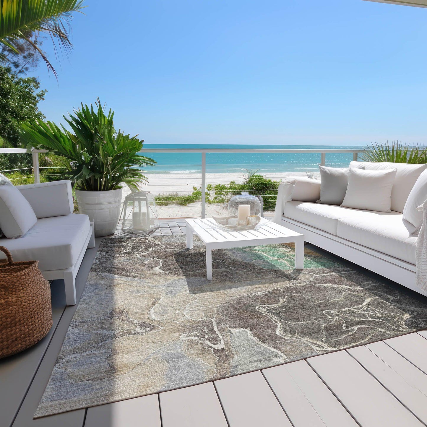 Maeon Taupe Washable Indoor-Outdoor Rug