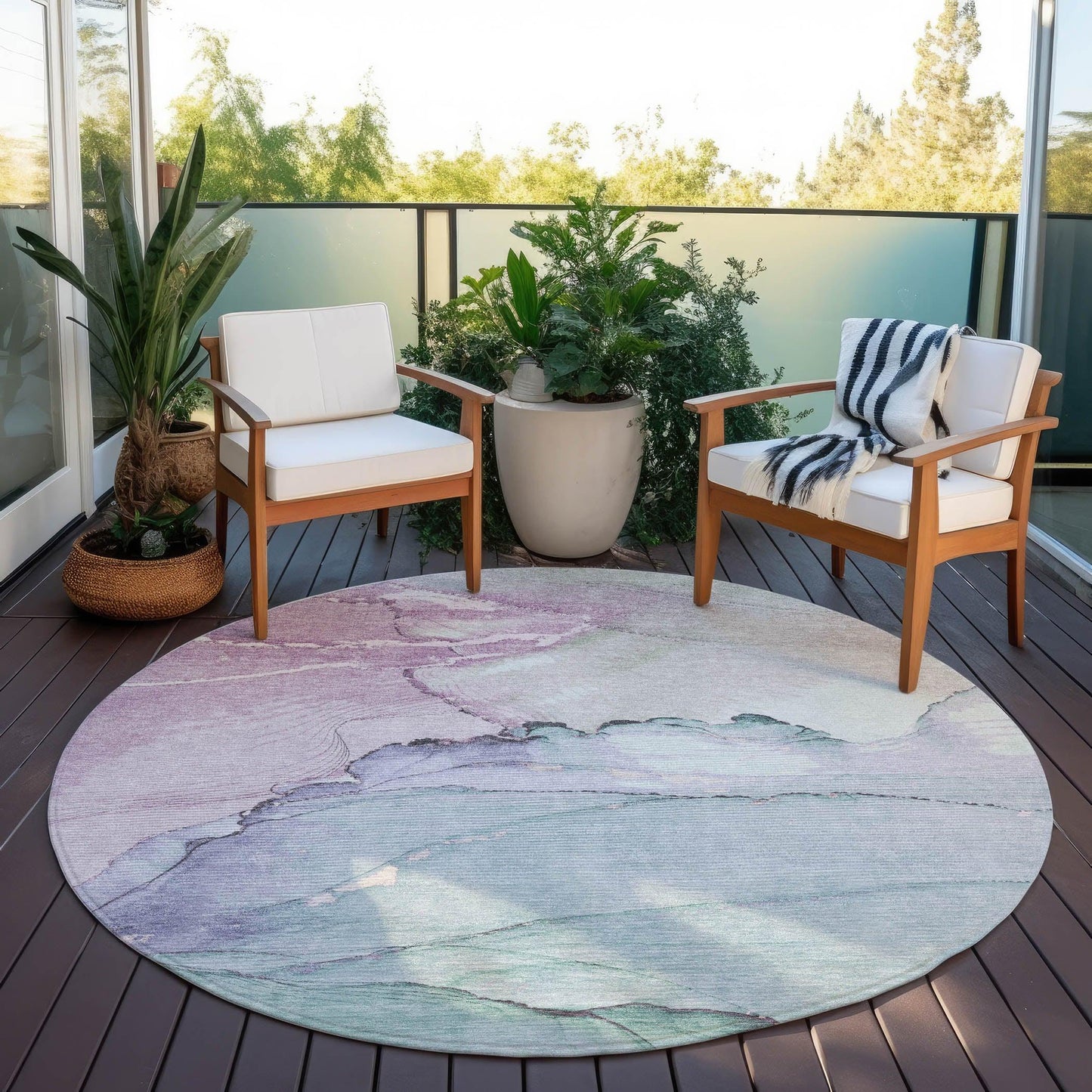 Maeora Blue Washable Indoor-Outdoor Rug