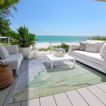Maeora Green Washable Indoor-Outdoor Rug