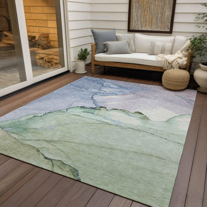 Maeora Green Washable Indoor-Outdoor Rug