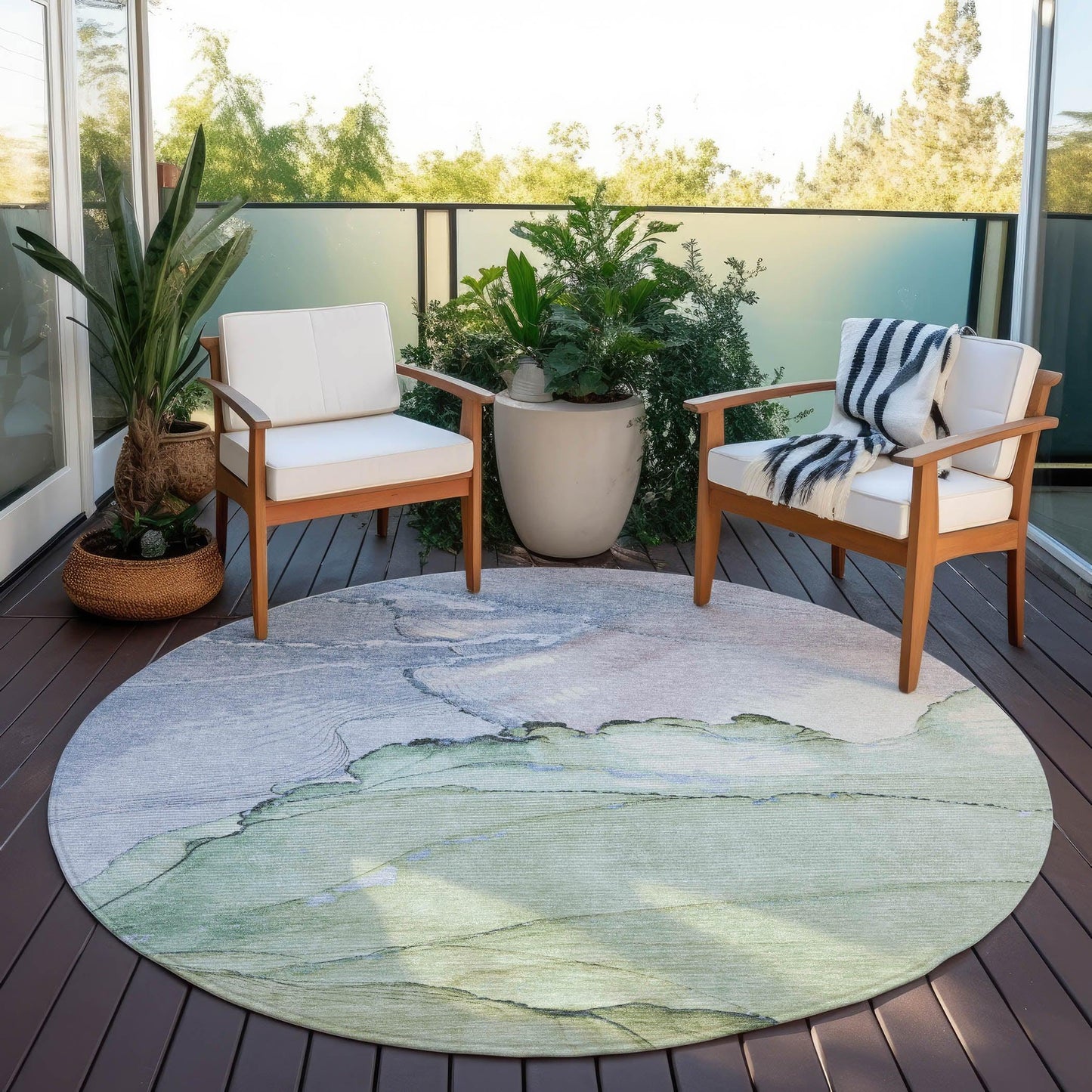 Maeora Green Washable Indoor-Outdoor Rug