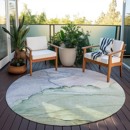 Maeora Green Washable Indoor-Outdoor Rug