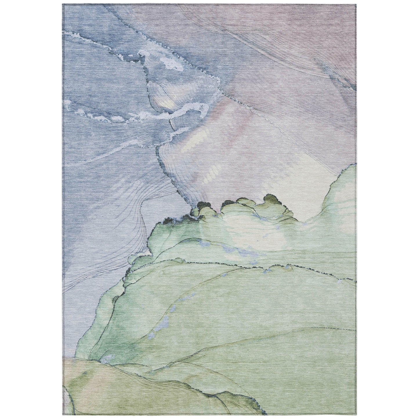 Maeora Green Washable Indoor-Outdoor Rug