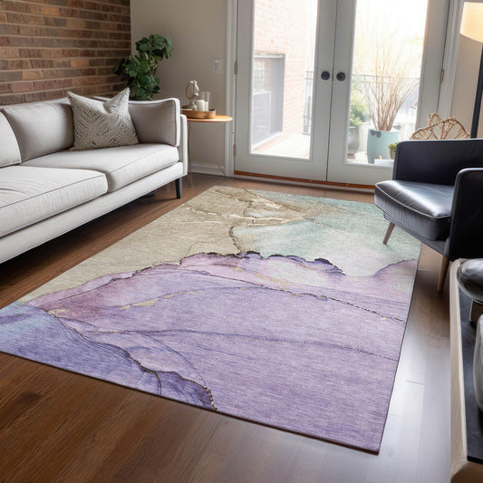 Maeora Purple Washable Indoor-Outdoor Rug