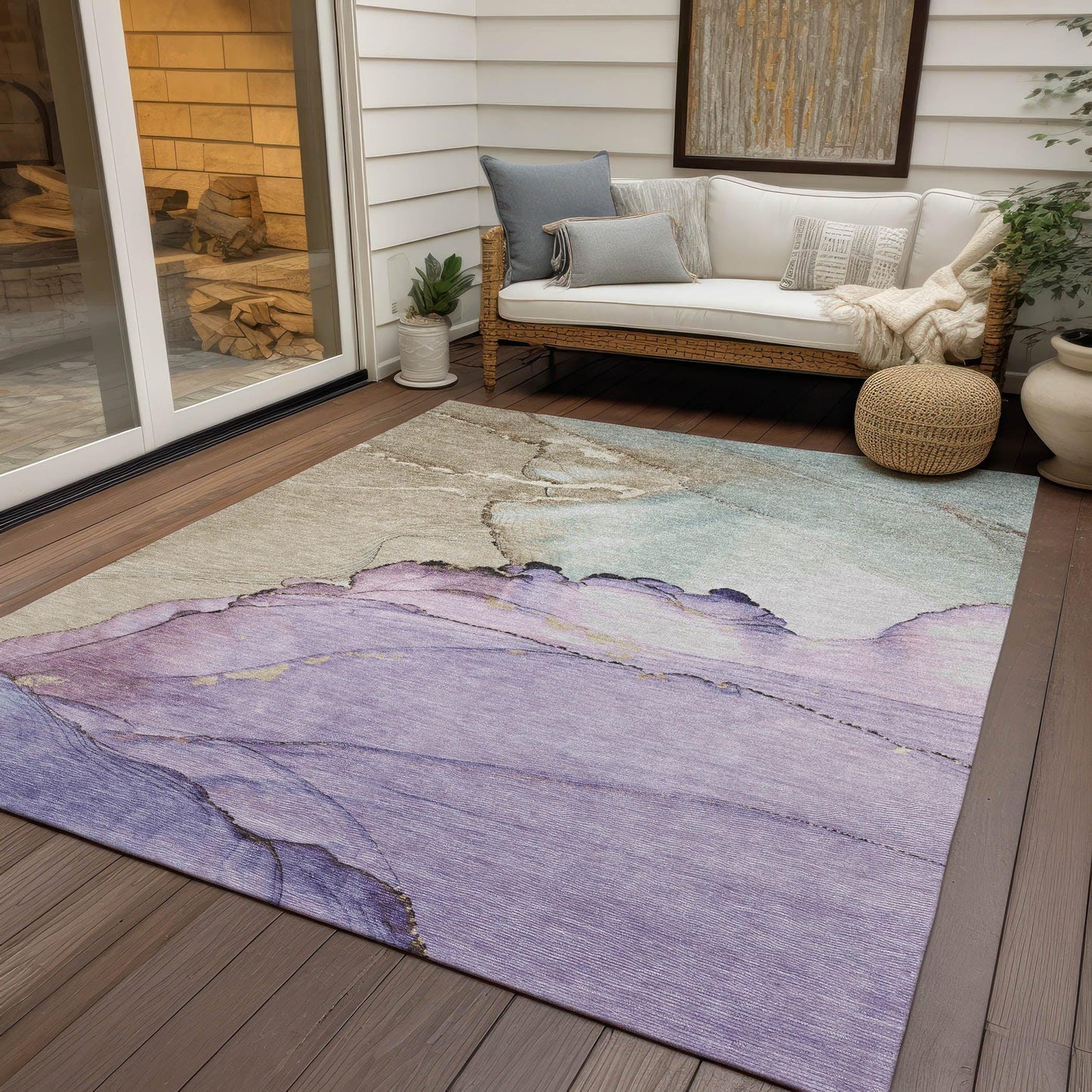 Maeora Purple Washable Indoor-Outdoor Rug