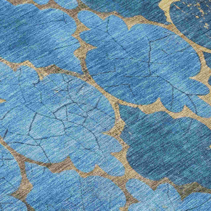 Maeoril Blue Washable Indoor-Outdoor Rug