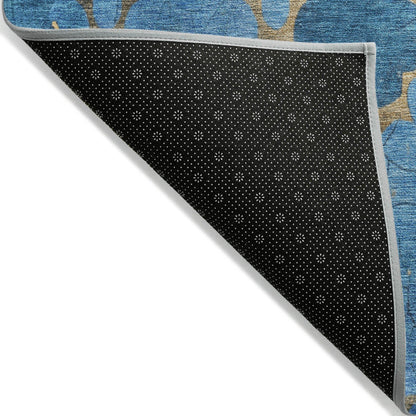 Maeoril Blue Washable Indoor-Outdoor Rug