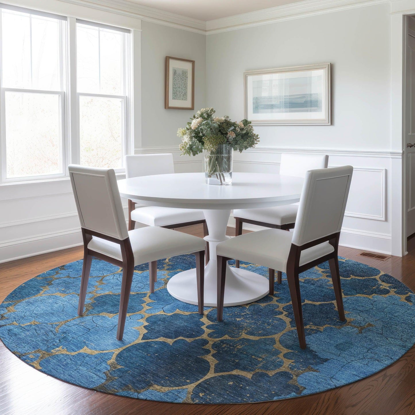 Maeoril Blue Washable Indoor-Outdoor Rug