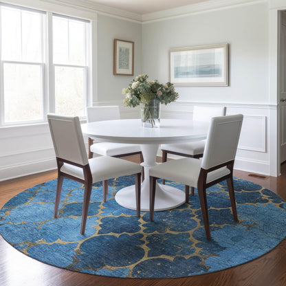 Maeoril Blue Washable Indoor-Outdoor Rug