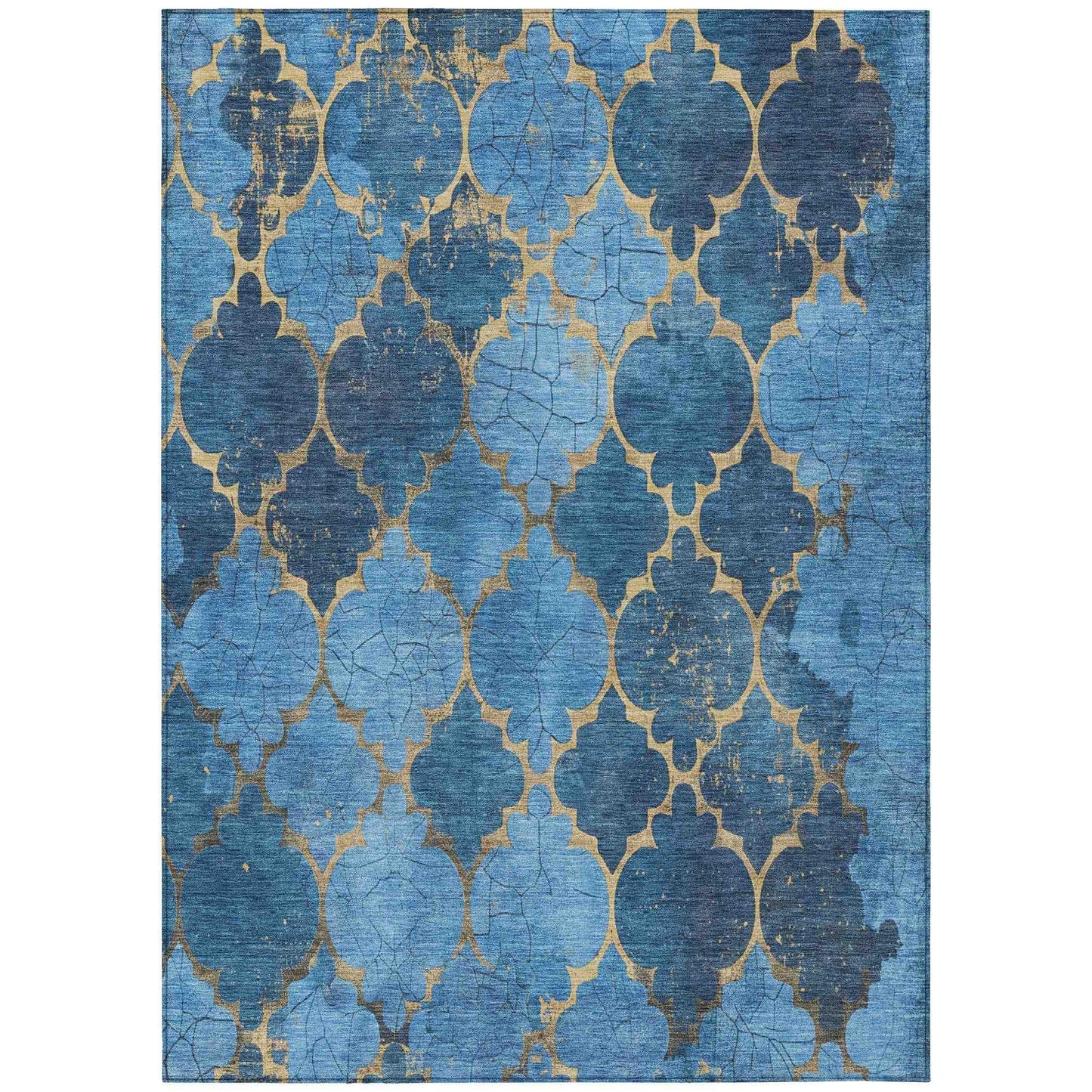 Maeoril Blue Washable Indoor-Outdoor Rug