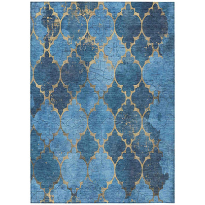 Maeoril Blue Washable Indoor-Outdoor Rug