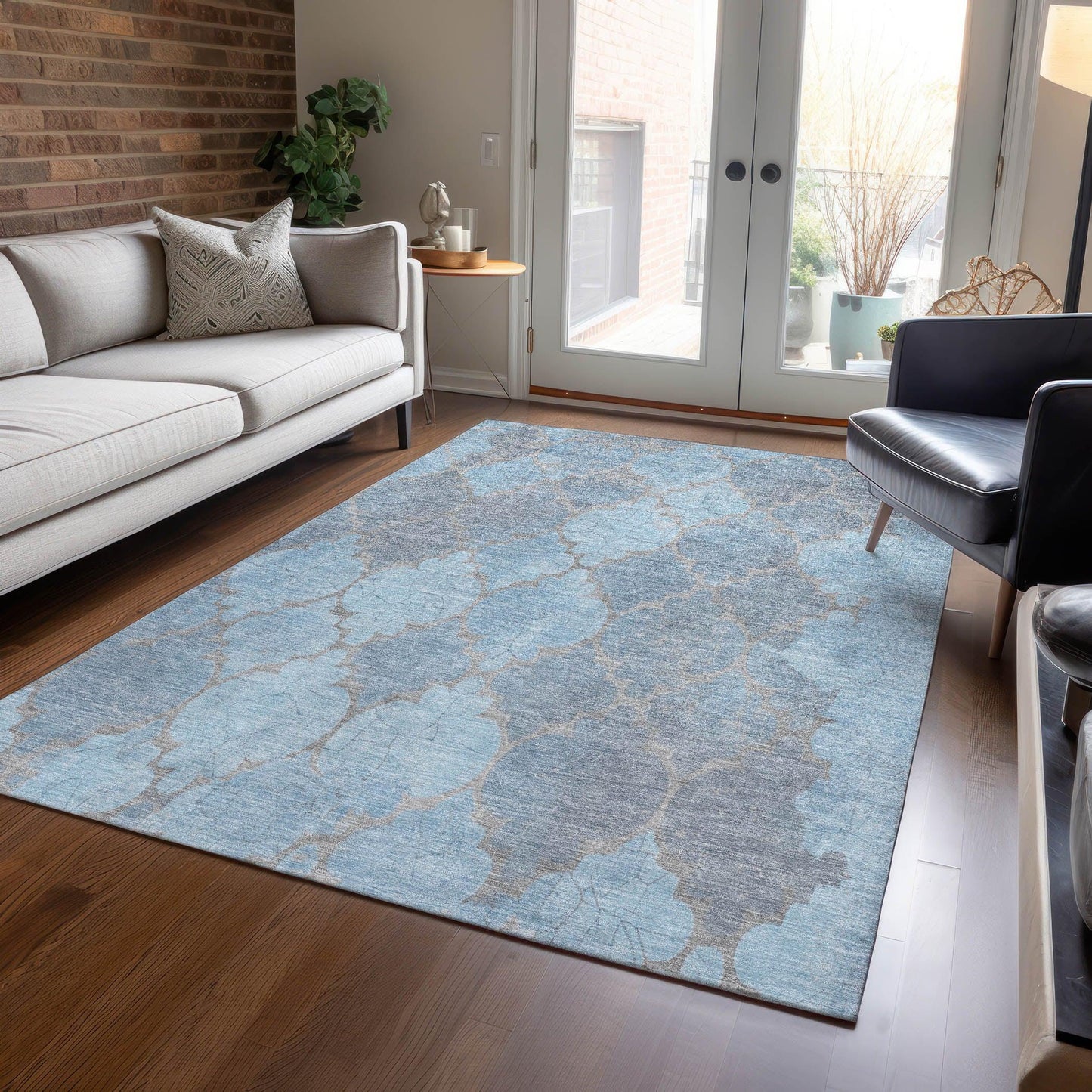 Maeoril Denim Washable Indoor-Outdoor Rug