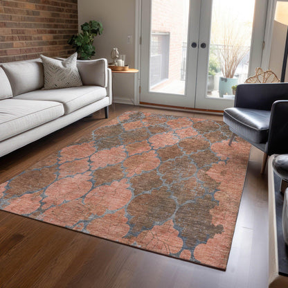 Maeoril Orange Washable Indoor-Outdoor Rug