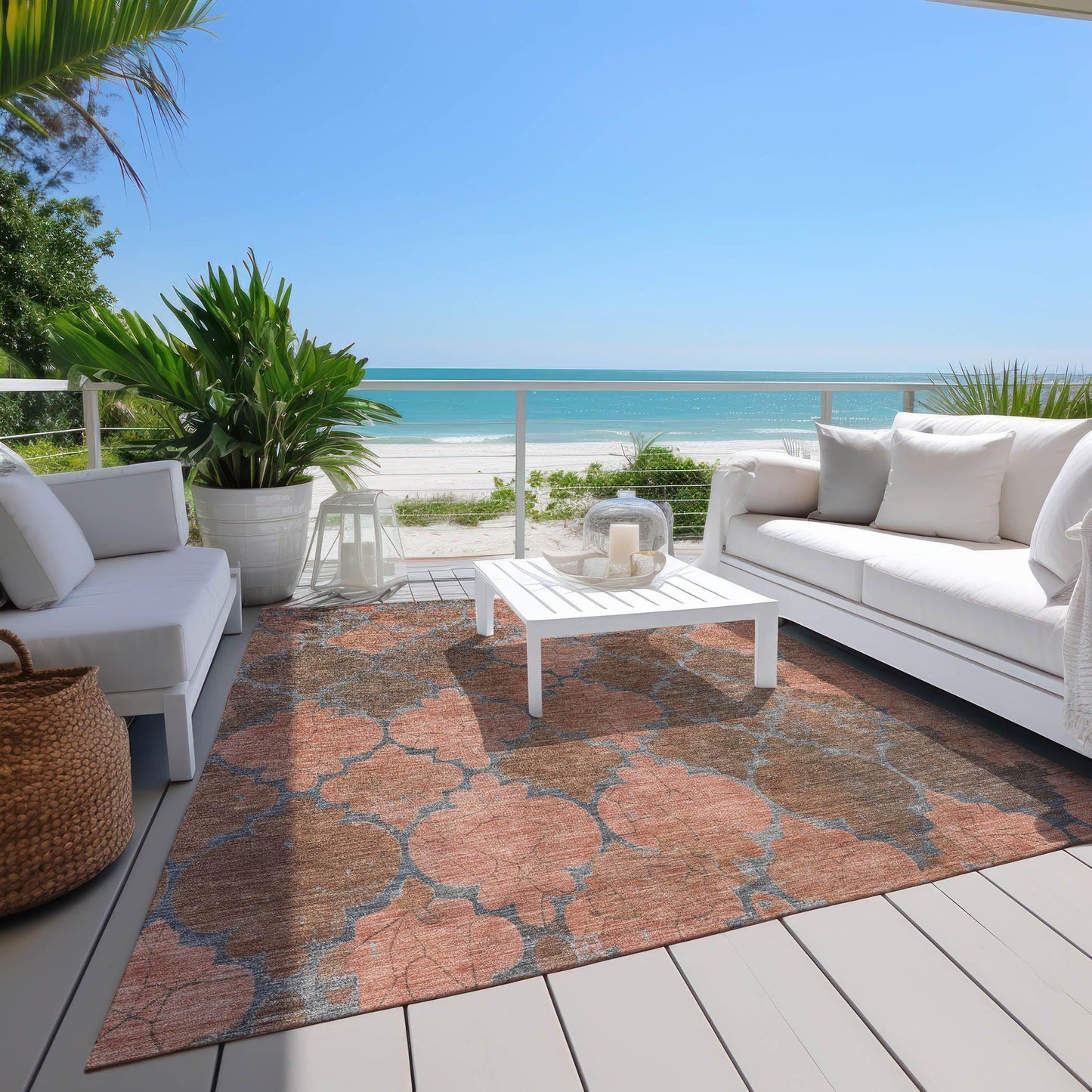 Maeoril Orange Washable Indoor-Outdoor Rug