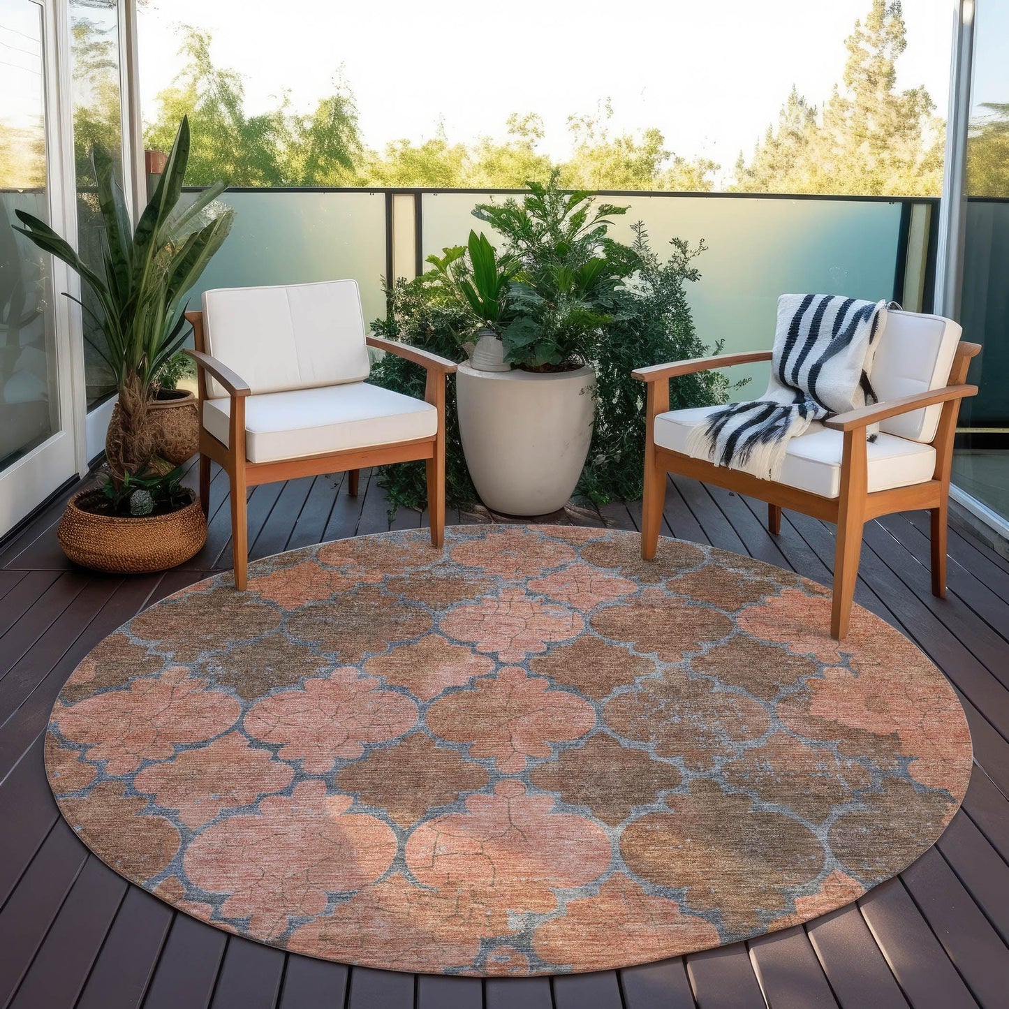 Maeoril Orange Washable Indoor-Outdoor Rug