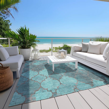 Maeoril Teal Washable Indoor-Outdoor Rug