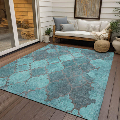 Maeoril Teal Washable Indoor-Outdoor Rug