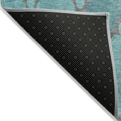 Maeoril Teal Washable Indoor-Outdoor Rug