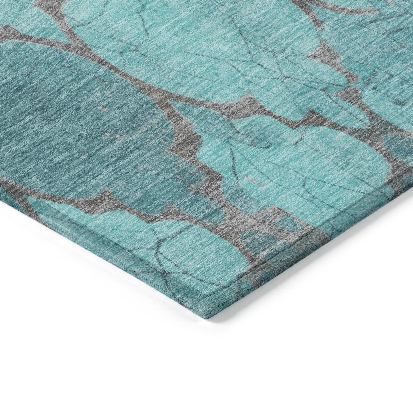 Maeoril Teal Washable Indoor-Outdoor Rug