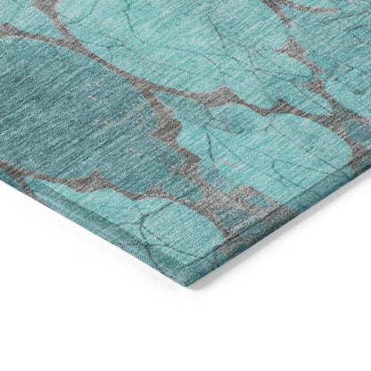 Maeoril Teal Washable Indoor-Outdoor Rug