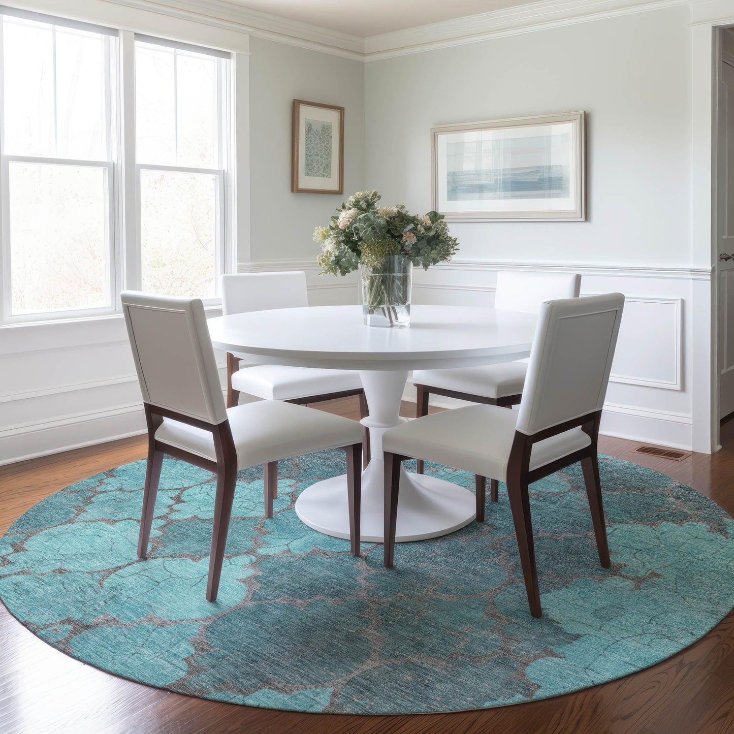 Maeoril Teal Washable Indoor-Outdoor Rug