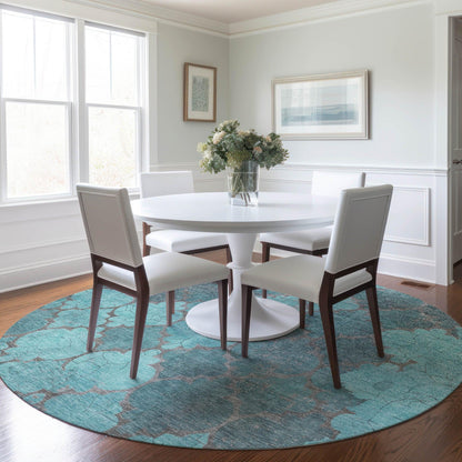 Maeoril Teal Washable Indoor-Outdoor Rug