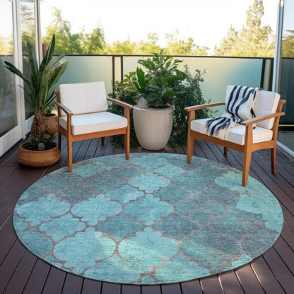 Maeoril Teal Washable Indoor-Outdoor Rug