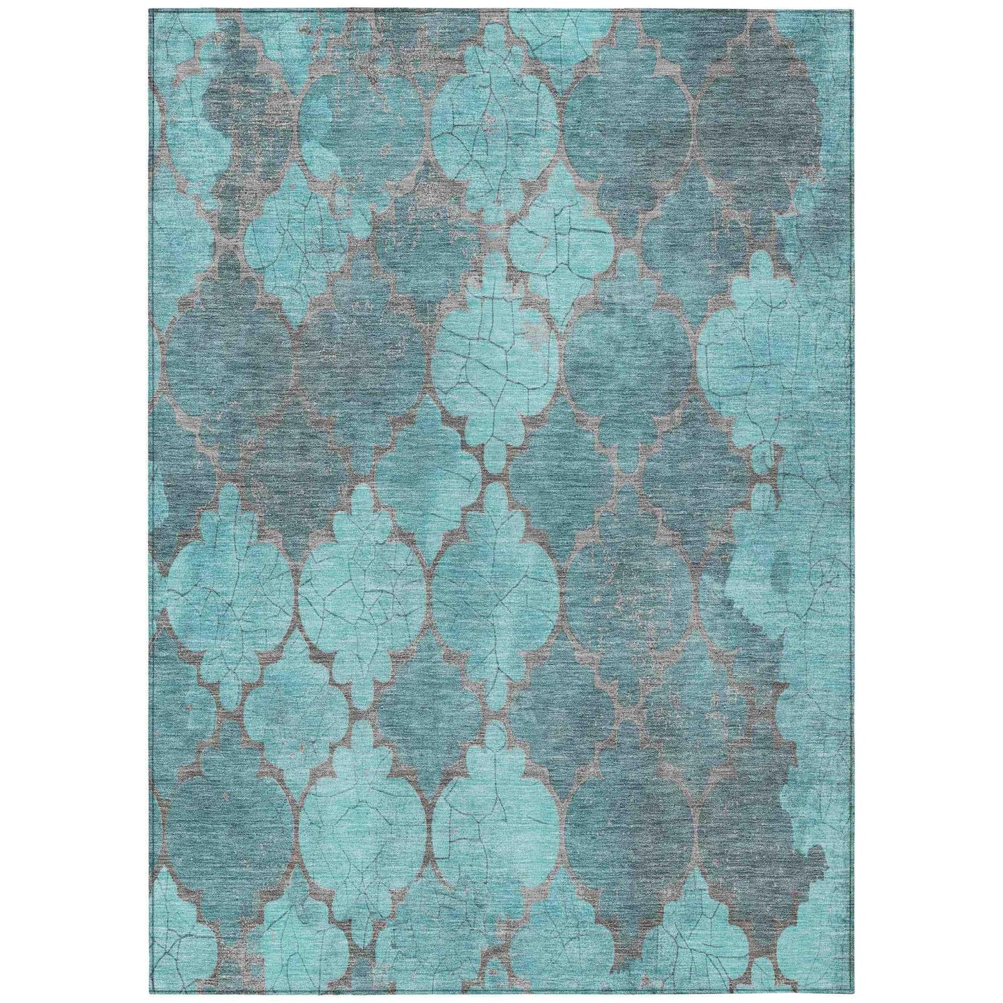 Maeoril Teal Washable Indoor-Outdoor Rug