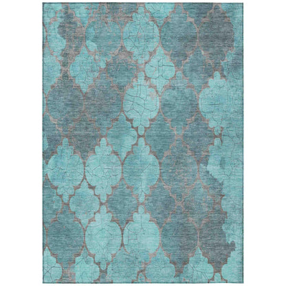 Maeoril Teal Washable Indoor-Outdoor Rug