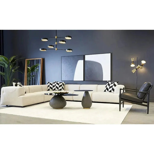 Maeva Coffee Table Black Glass & Concrete Base - LOOMLAN - SUNPAN - Coffee Tables
