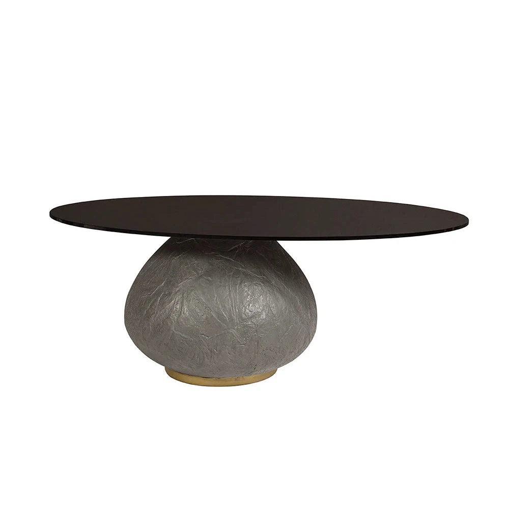 Maeva Coffee Table Black Glass & Concrete Base - LOOMLAN - SUNPAN - Coffee Tables