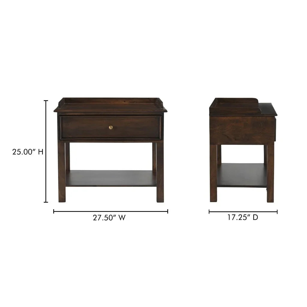 Maeve Brown Mango Wood Soft Close Drawer Nightstand - LOOMLAN - Moe's Home - Nightstands