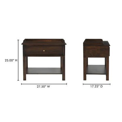 Maeve Brown Mango Wood Soft Close Drawer Nightstand - LOOMLAN - Moe's Home - Nightstands