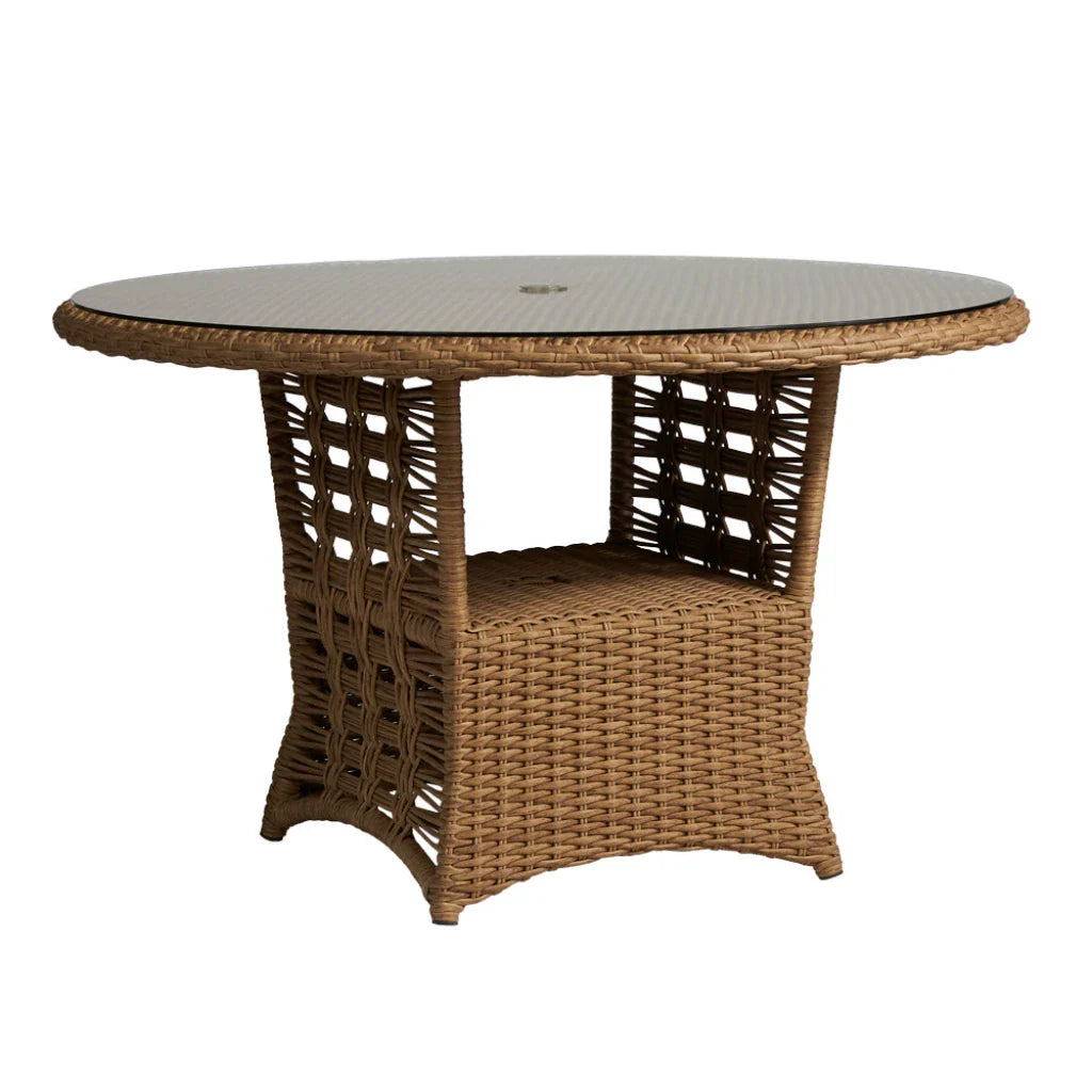 Magnolia Round Umbrella Outdoor Dining Table-Outdoor Dining Tables-Lloyd Flanders-LOOMLAN